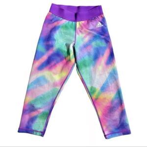adidas techfit rainbow watercolor pattern leggings cropped capri active size xs